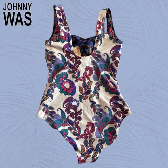 JOHNNY WAS NWT Fatima Square Neck One Piece REVERSIBLE Plus Size Swimsuit/1X - Picture 5 of 10